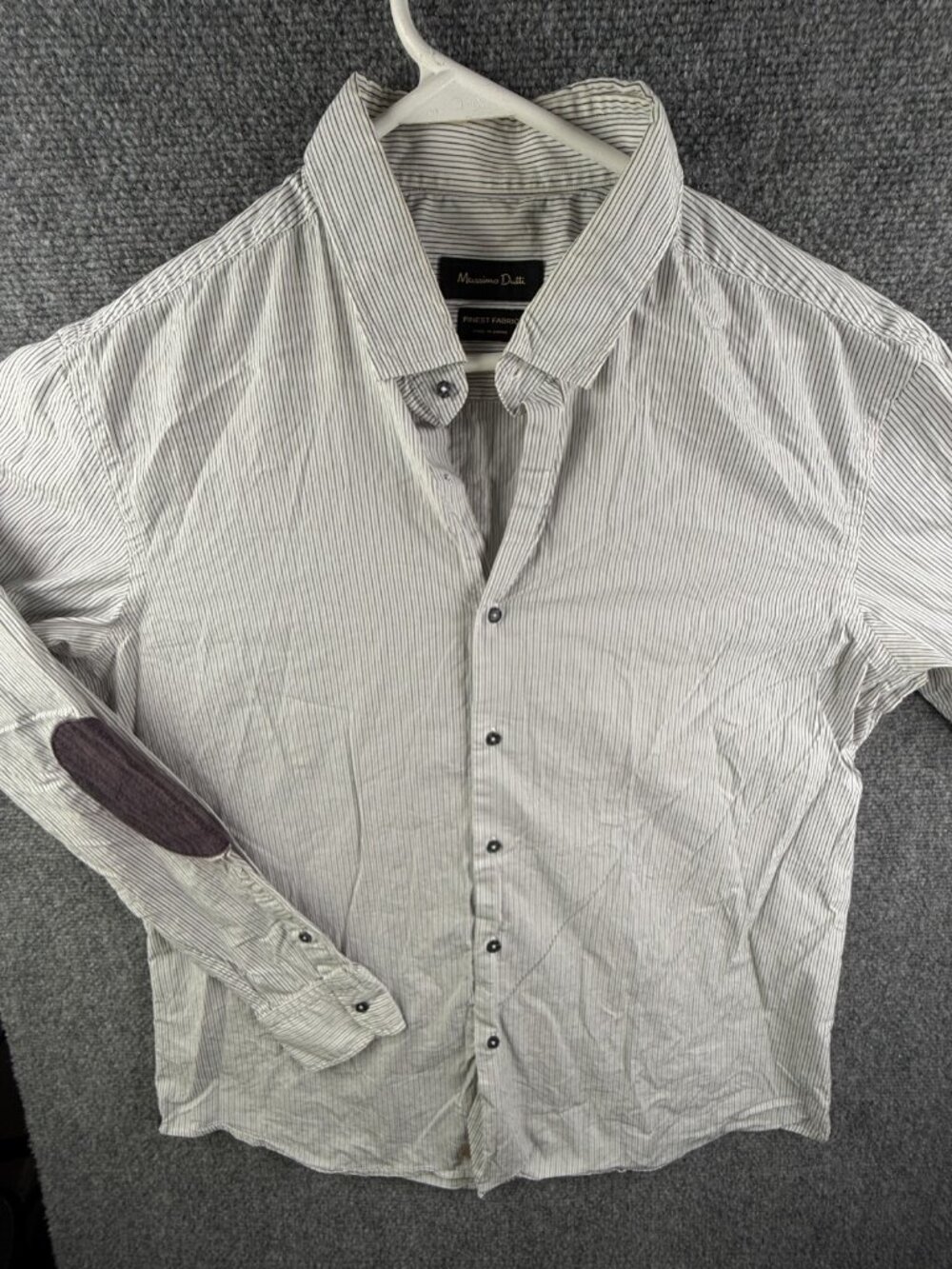 Massimo Dutti Men Button Up Shirt Long Sleeve Cotton Striped XL Woven Adult *